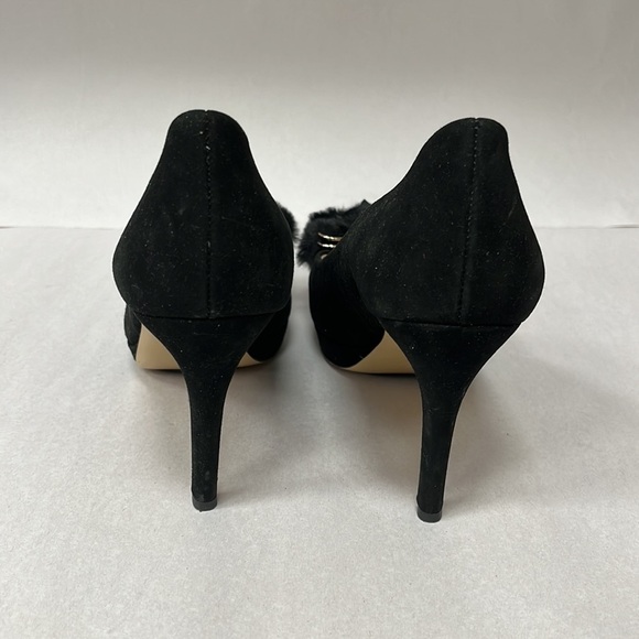 Hogl Black Suede Fuzzy Bow Tie Pump High Heels Party Date Night Evening Wear 6.5 - Picture 5 of 10